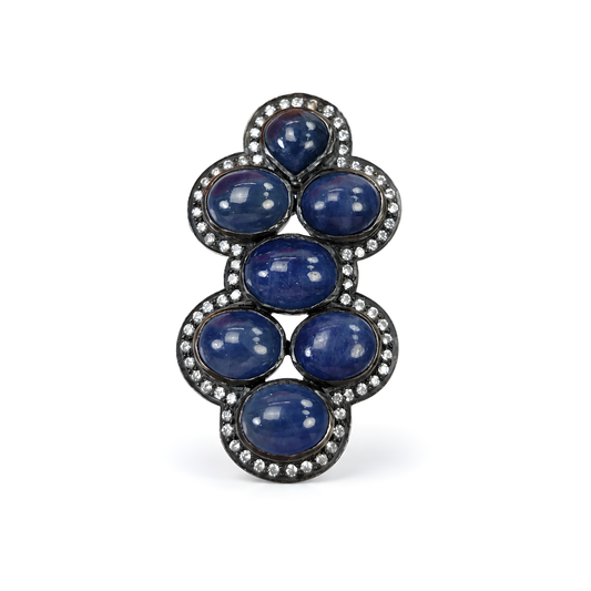 blue sapphire gemstone 925 Silver CZ pendant