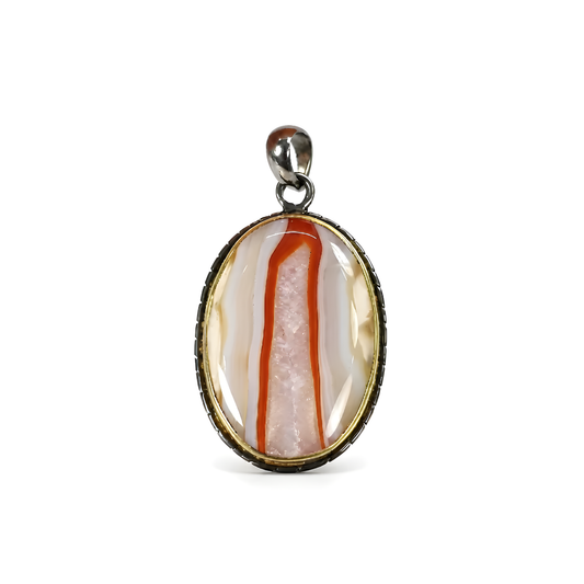 Agate Gemstone Silver Pendant