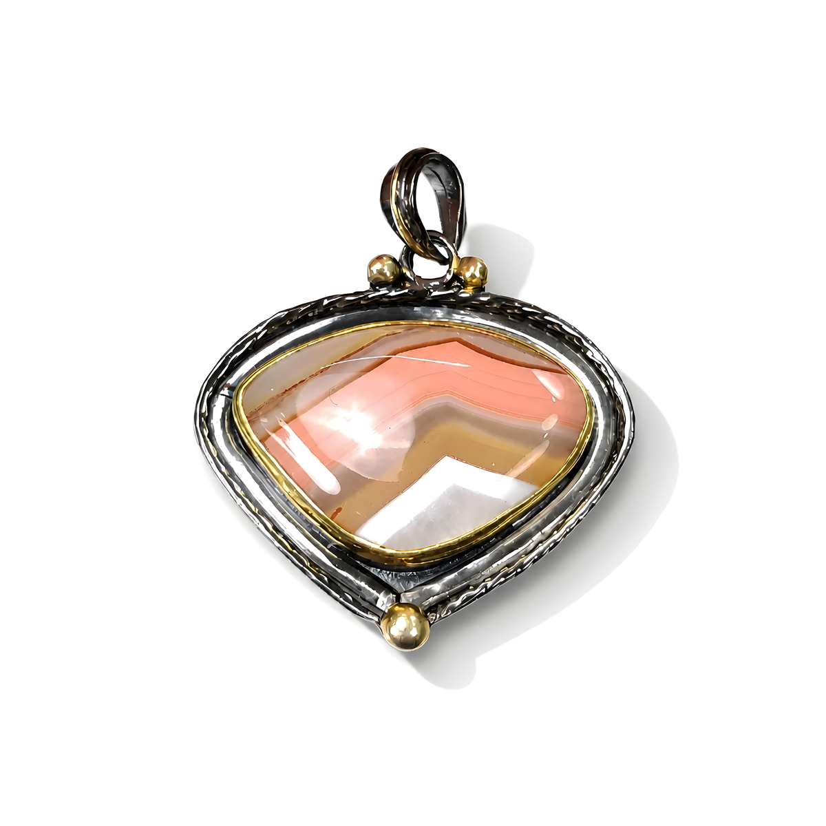 13.61gms Natural Gemstone Agate 925 Silver Victorian Gold Plated Bezel Set Pendant