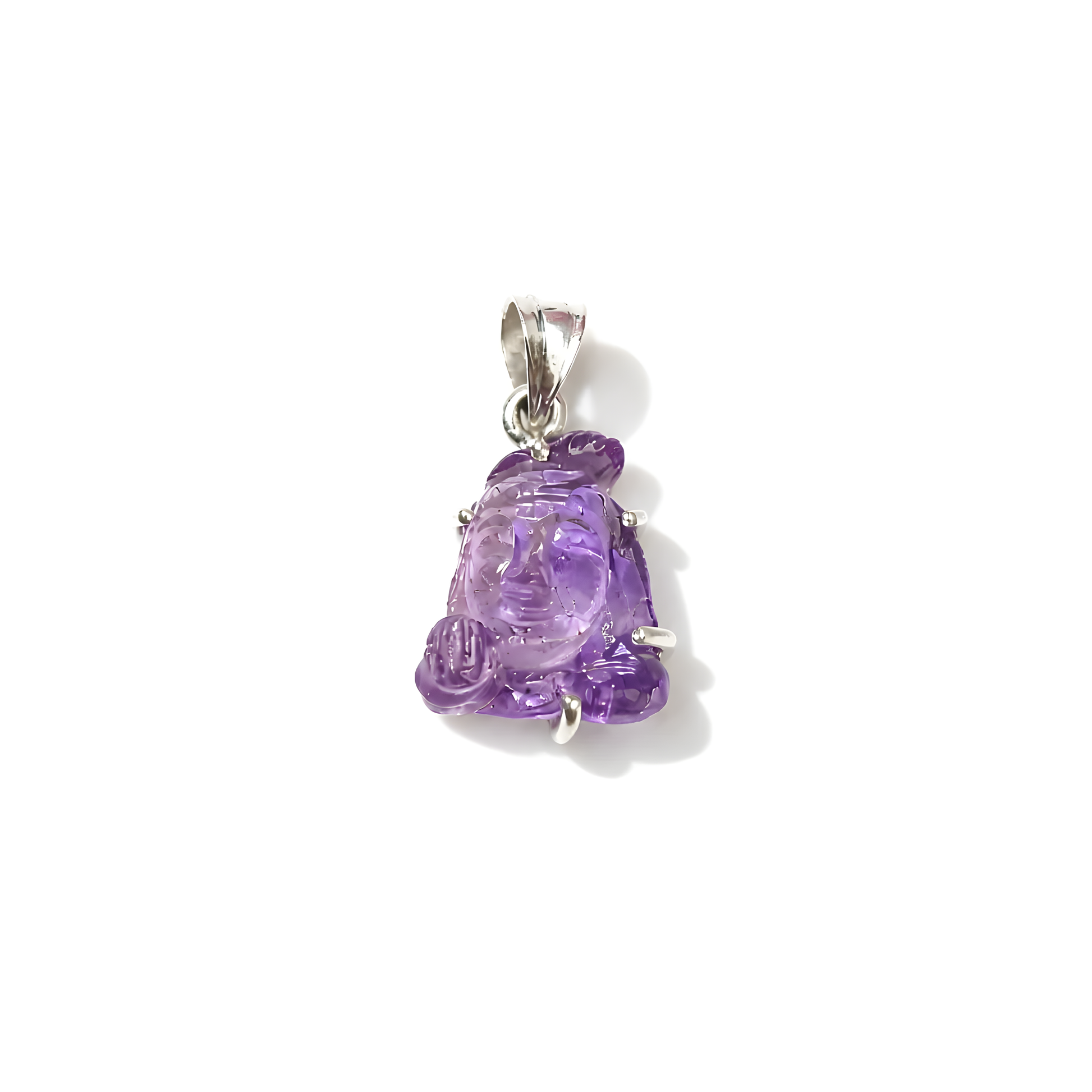 Amethyst Gemstone Lord Shiva Silver Pendant