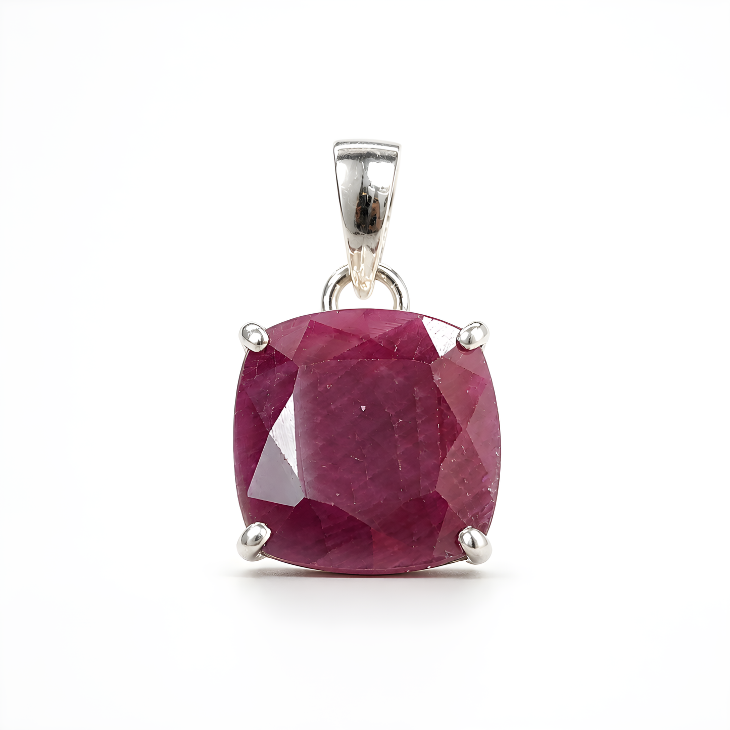 Ruby Gemstone Silver Pendant
