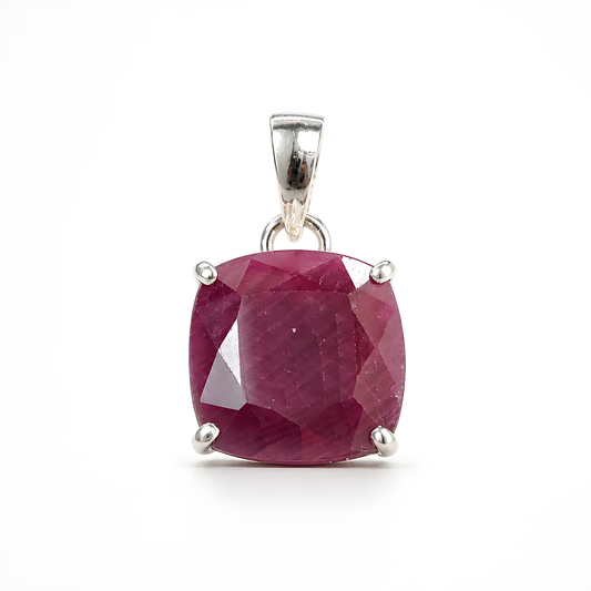 Ruby Gemstone Silver Pendant