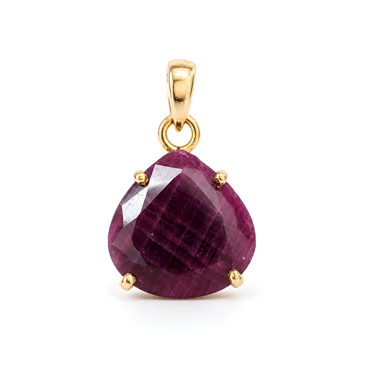 Ruby Faceted Cut Gemstone Silver Pendant