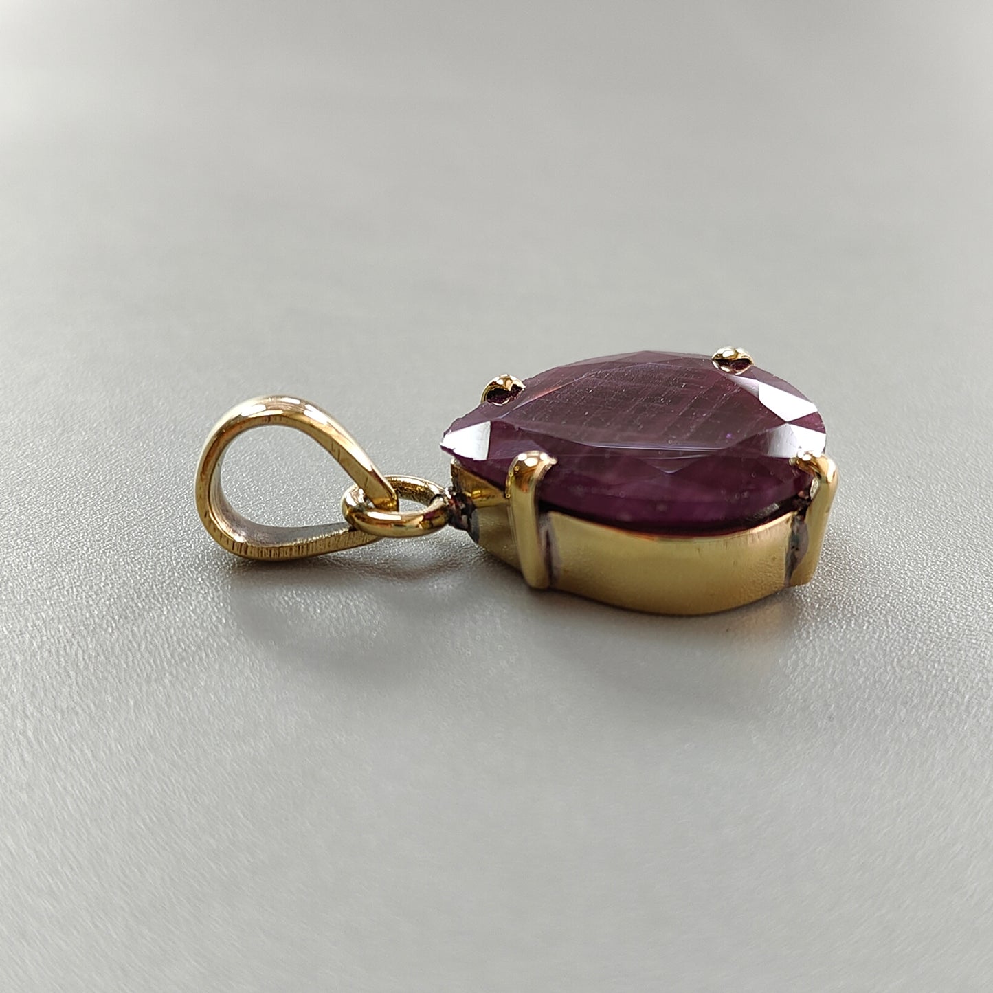 Red Ruby Faceted Cut Pendant: 7.19gms Natural Untreated Ruby Heart Shape Faceted Brass Prong Set Pendant 1.25"
