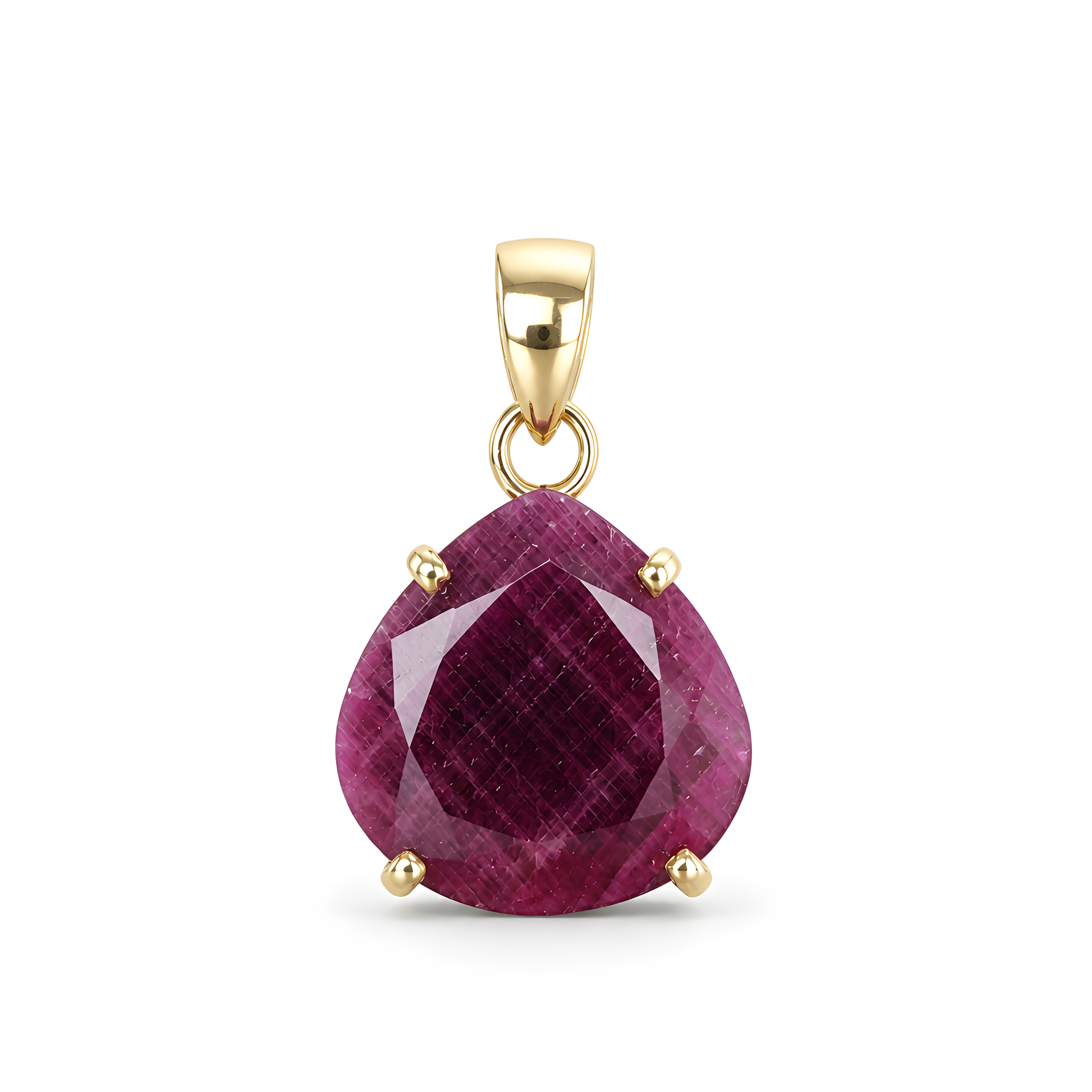 Ruby Faceted Gemstone Silver Pendant