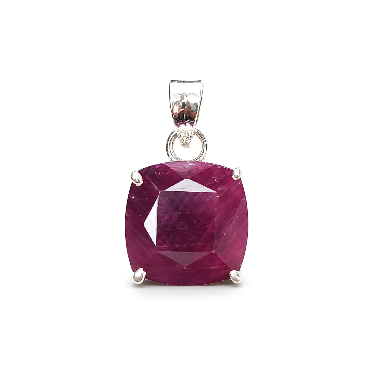 Ruby Gemstone Silver Pendant