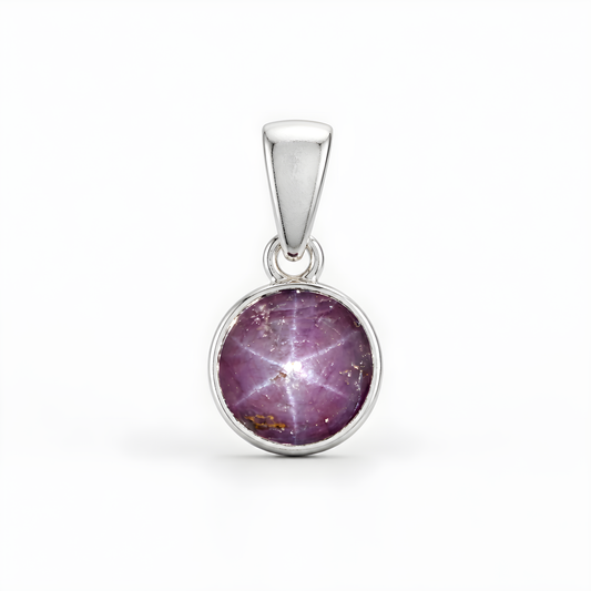 Ster Ruby Gemstone Silver Pendant