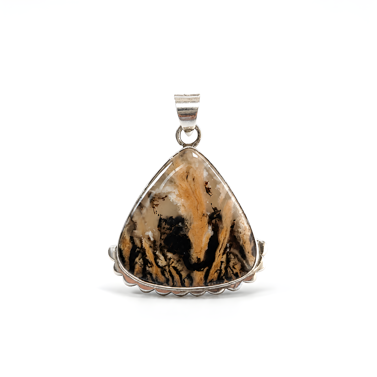 Tiger Agate Gemstone Silver Pendant