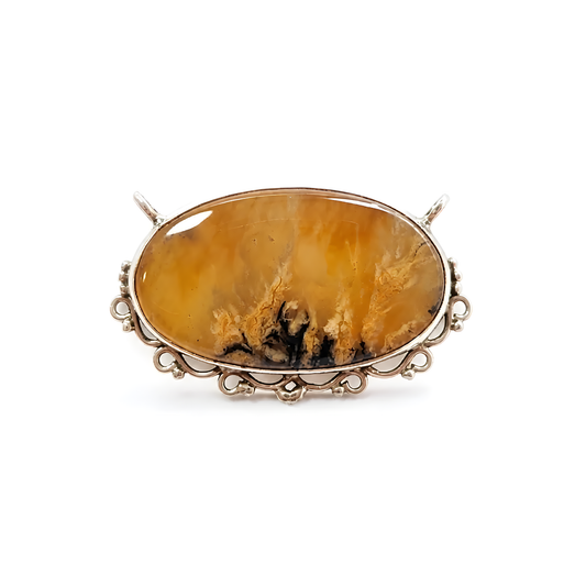 tiger agate gemstone 925 silver pendant