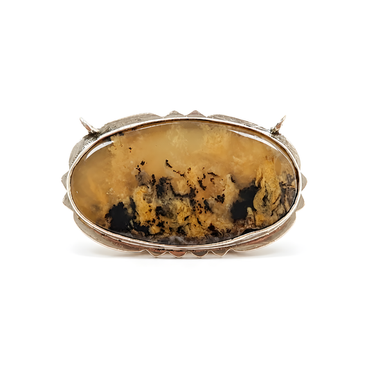 Tiger Eye Agate Gemstone Silver Pendant