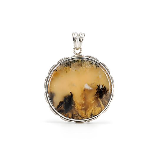tiger agate gemstone silver pendant