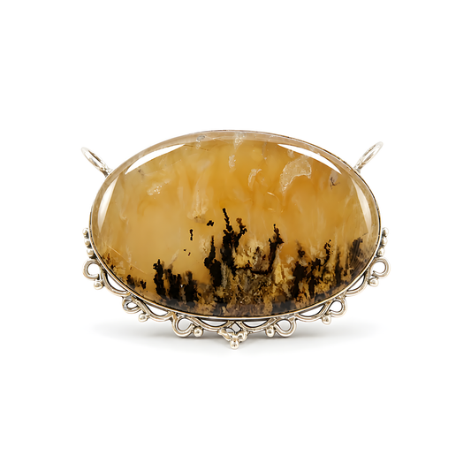 Tiger Agate Gemstone Silver Pendant