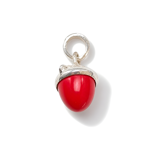 Red Coral Gemstone Bullet Silver Pendant