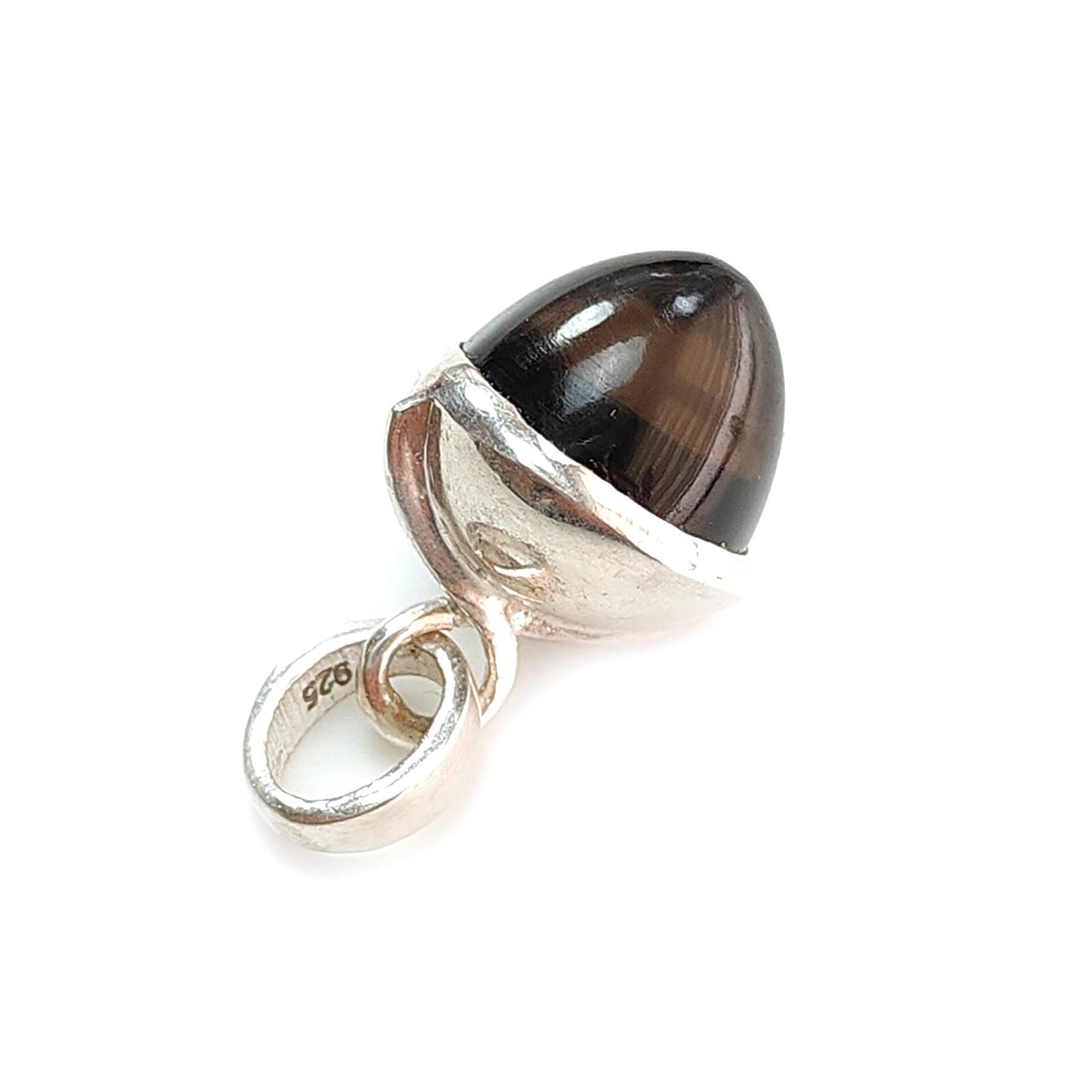 Smoky Quartz & Citrine Gemstone 925 Sterling Silver Pendant: Natural Quartz Bezel Set Regular Size Bullet Pendant with Normal Loop 1"