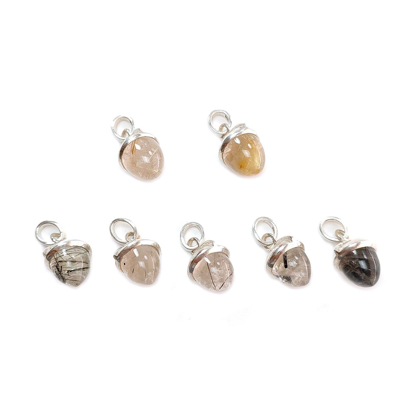 Golden & Black Rutile Gemstone 925 Sterling Silver Pendant: Natural Rutile Bezel Set Regular Size Bullet Pendant with Normal Loop 1"