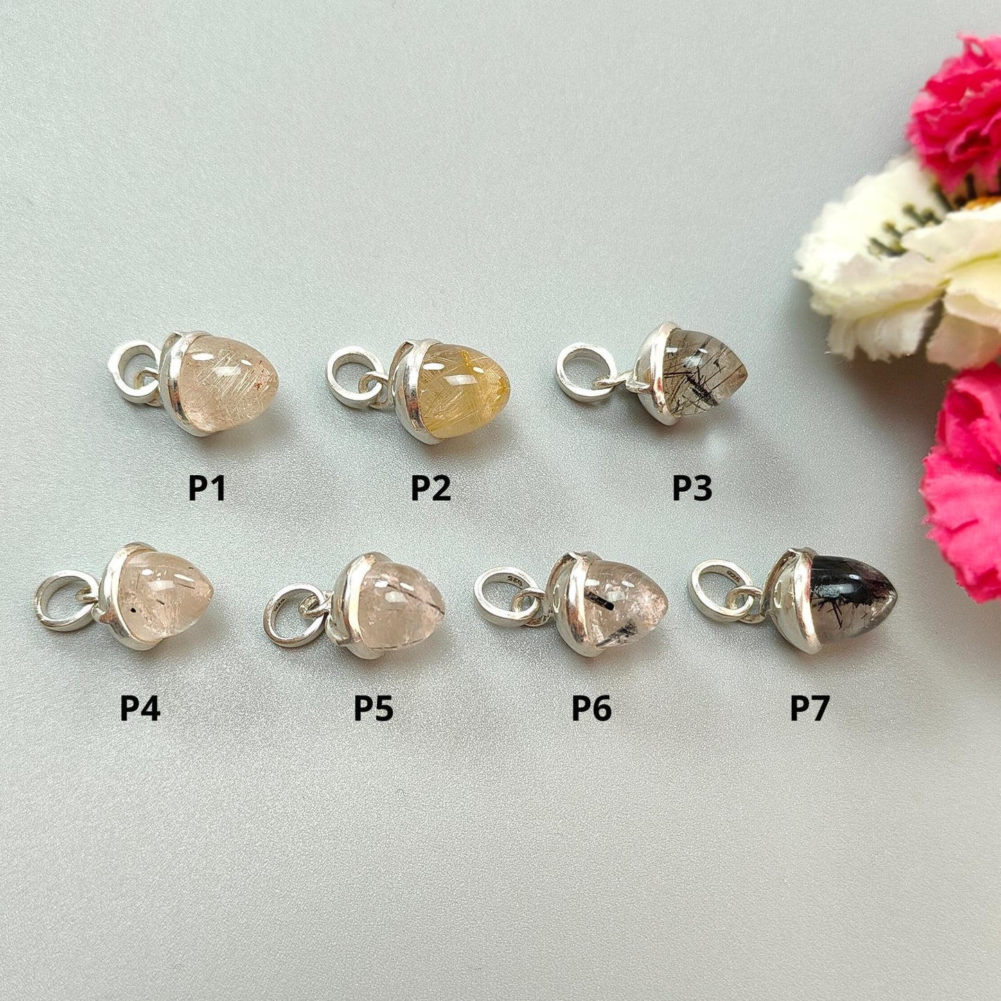 Golden & Black Rutile Gemstone 925 Sterling Silver Pendant: Natural Rutile Bezel Set Regular Size Bullet Pendant with Normal Loop 1"