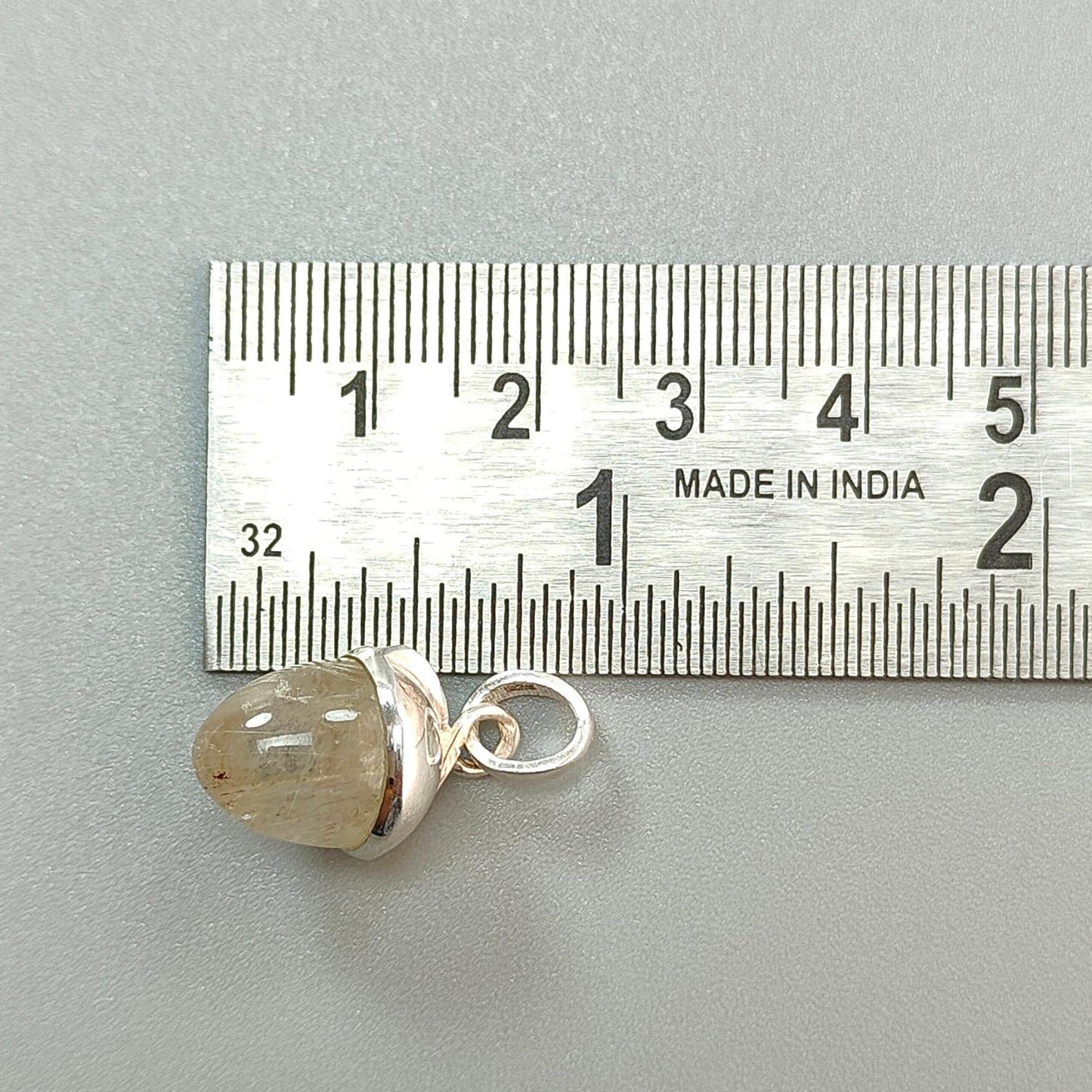 Golden & Black Rutile Gemstone 925 Sterling Silver Pendant: Natural Rutile Bezel Set Regular Size Bullet Pendant with Normal Loop 1"