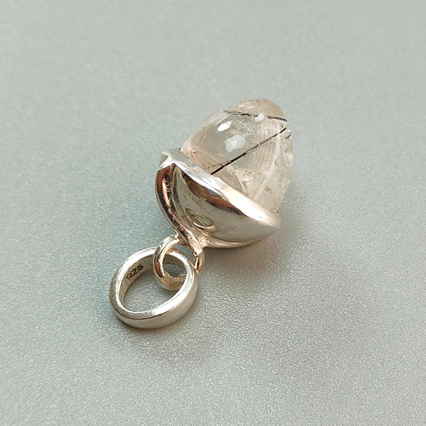 Golden & Black Rutile Gemstone 925 Sterling Silver Pendant: Natural Rutile Bezel Set Regular Size Bullet Pendant with Normal Loop 1"