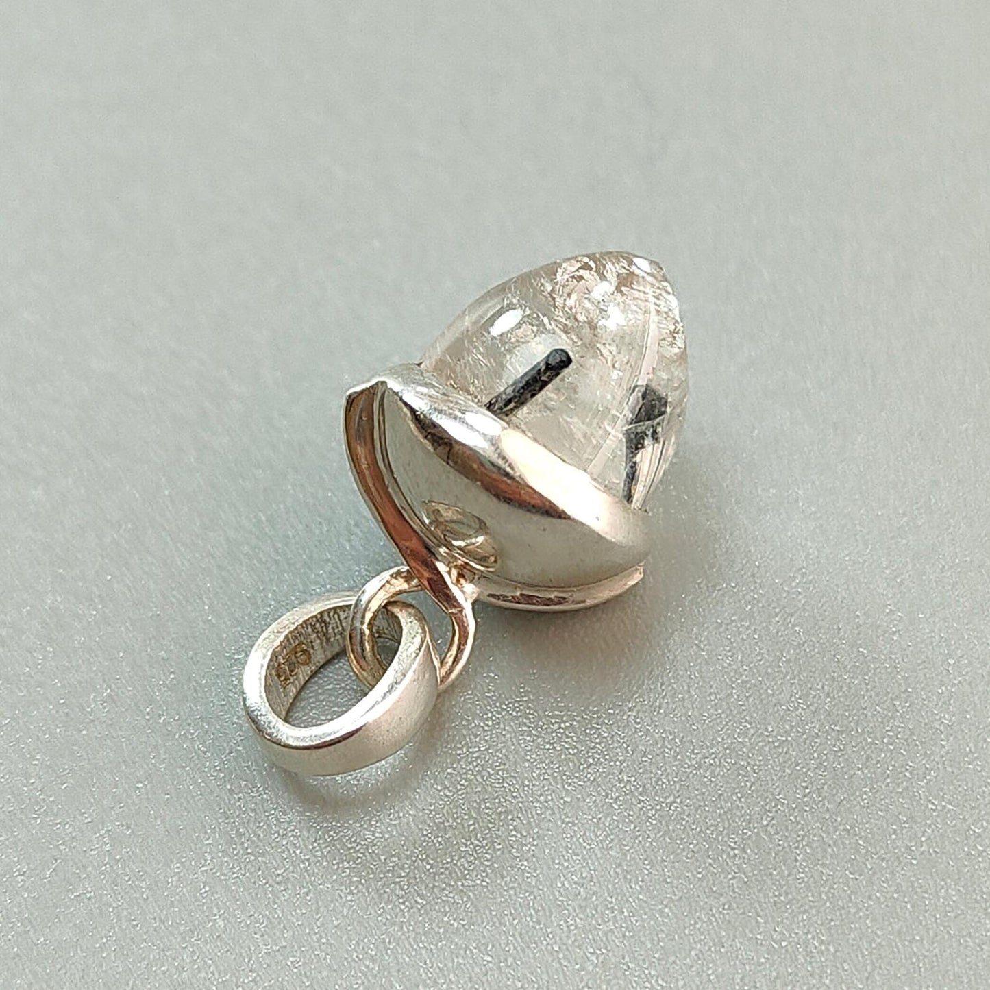 Golden & Black Rutile Gemstone 925 Sterling Silver Pendant: Natural Rutile Bezel Set Regular Size Bullet Pendant with Normal Loop 1"