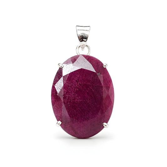 Red Ruby Gemstone Silver Pendant