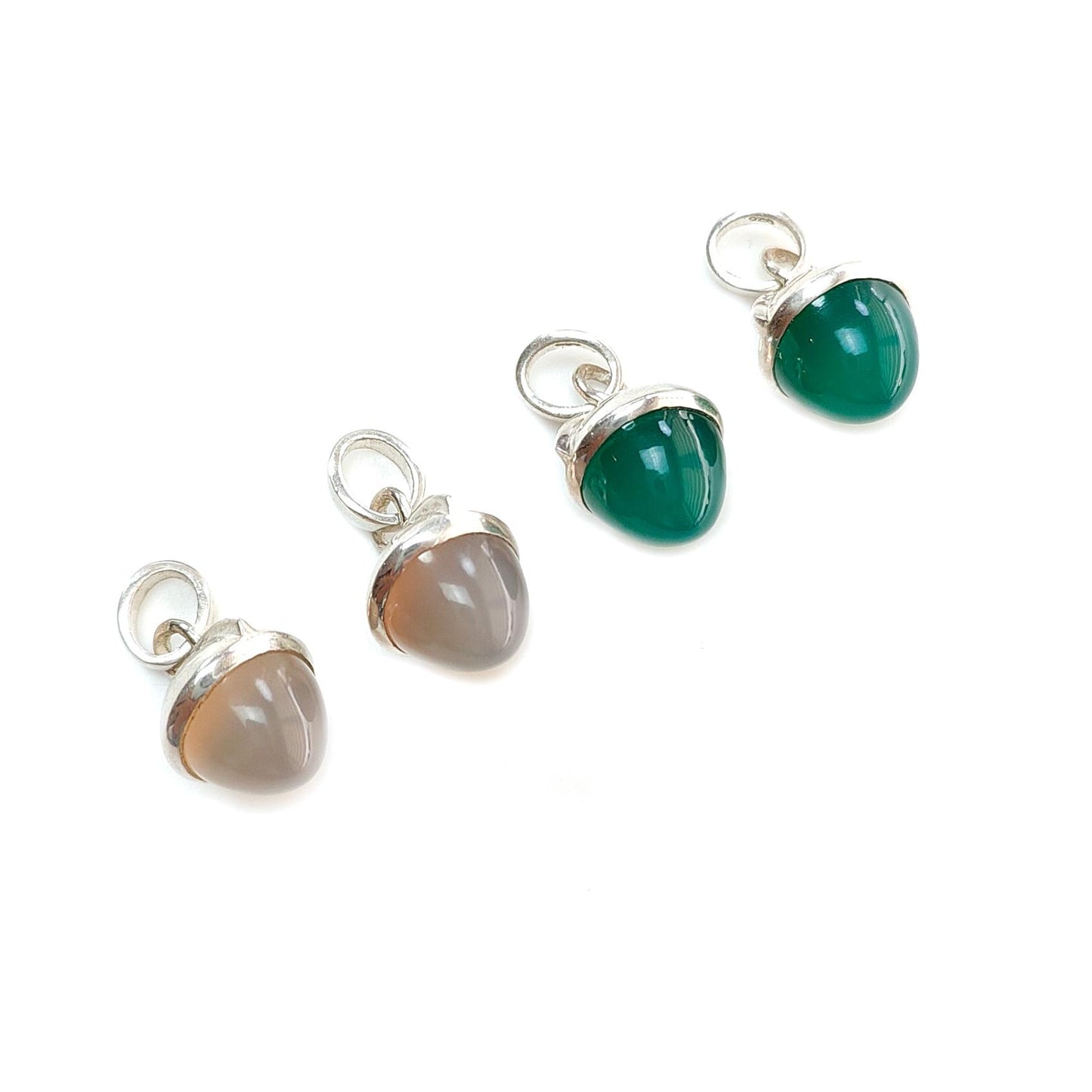 Onyx Gemstone 925 Sterling Silver Pendant: Natural Gray, Green Onyx Bezel Set Regular Size Bullet Pendant with Normal Loop 1" Gift for her