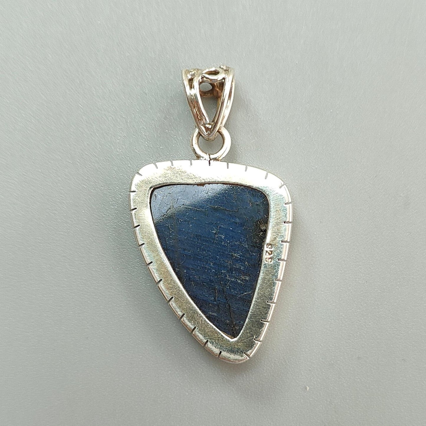 Blue Labradorite Plain Silver Pendant: 10.51gms Natural Untreated Labradorite Fancy Shape 925 Sterling Silver Bezel Set Pendant 1.75"