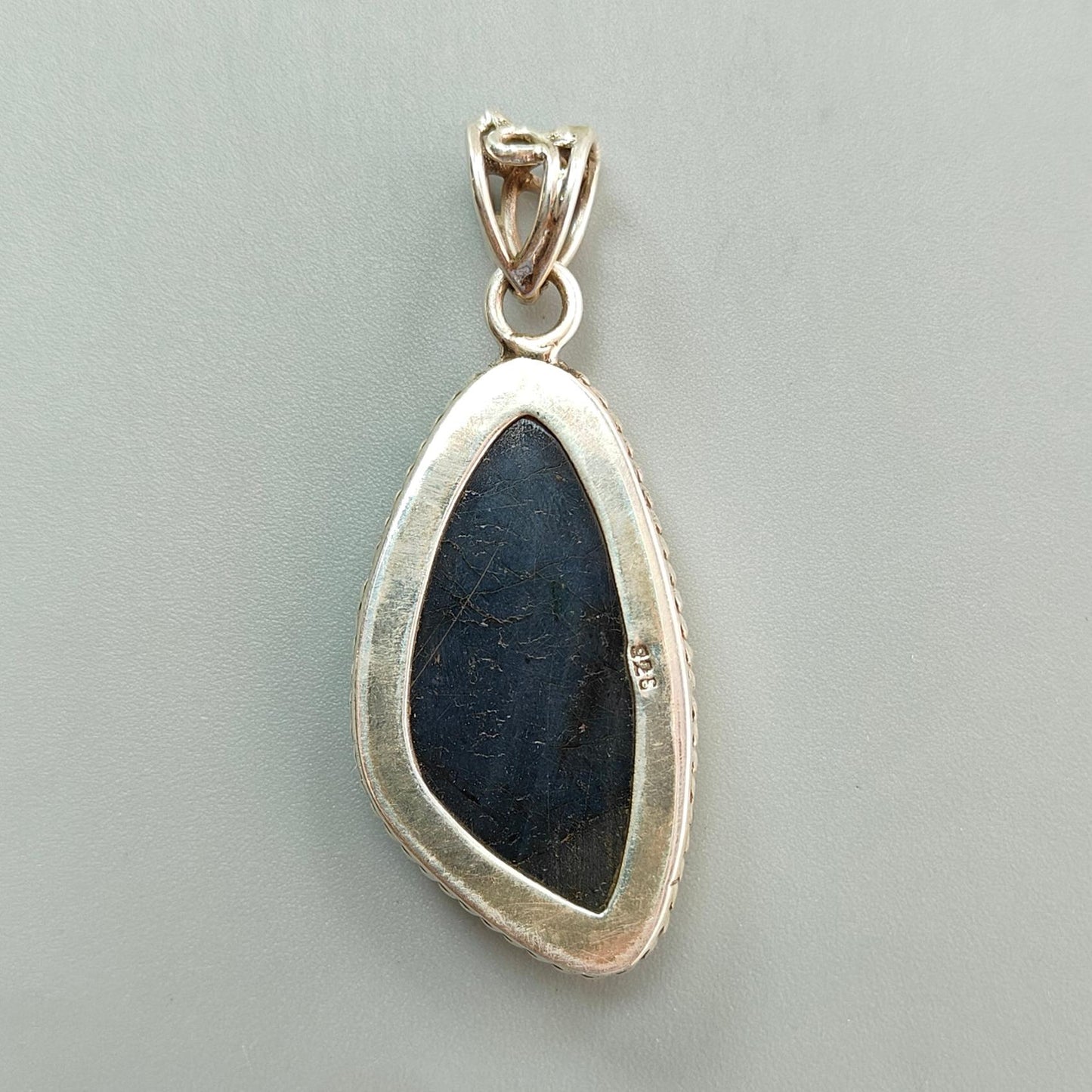 Blue Labradorite Plain Silver Pendant: 12.34gms Natural Untreated Labradorite Fancy Shape 925 Sterling Silver Bezel Set Pendant 2"