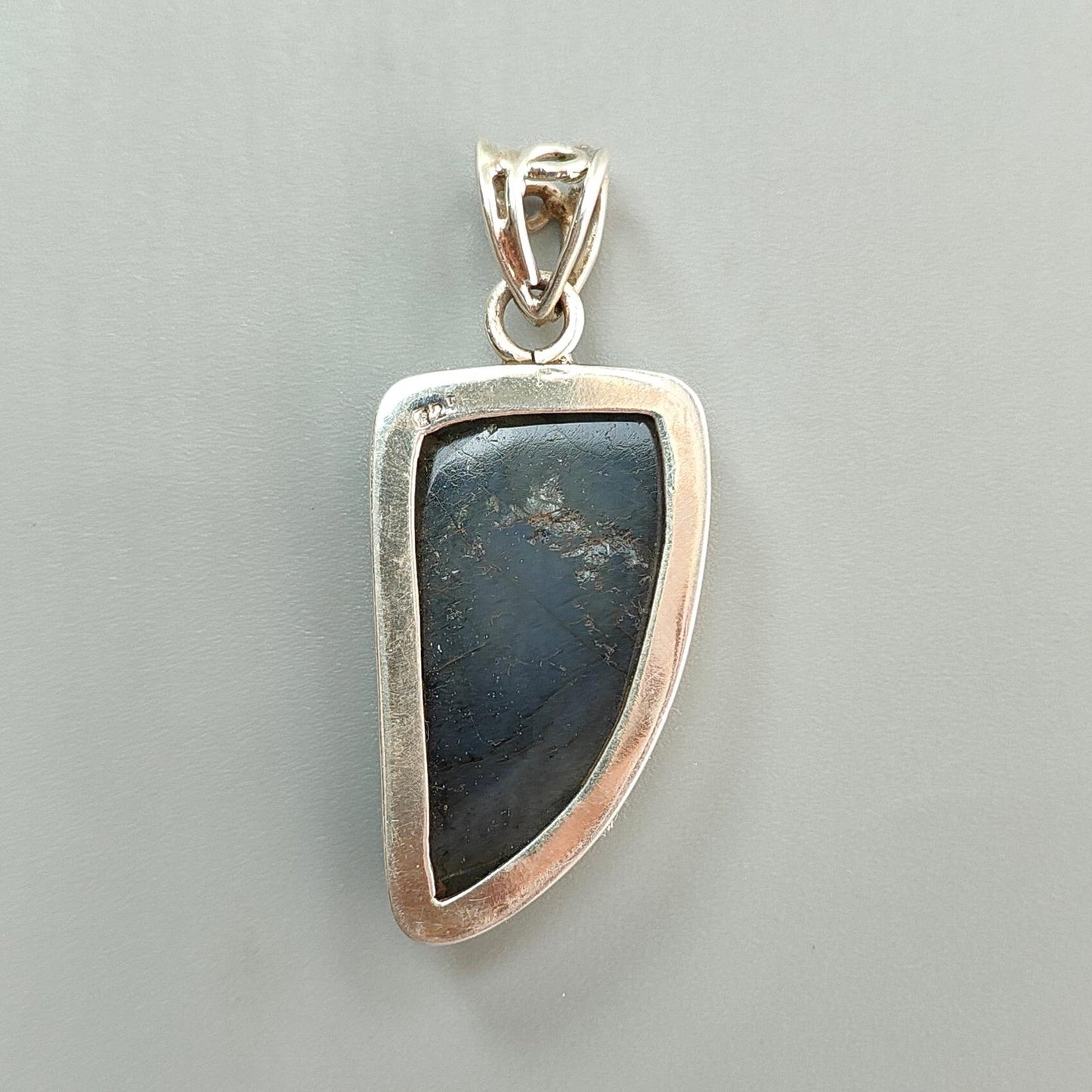 Blue Labradorite Plain Silver Pendant: 12.91gms Natural Untreated Labradorite Fancy Shape 925 Sterling Silver Bezel Set Pendant 2"