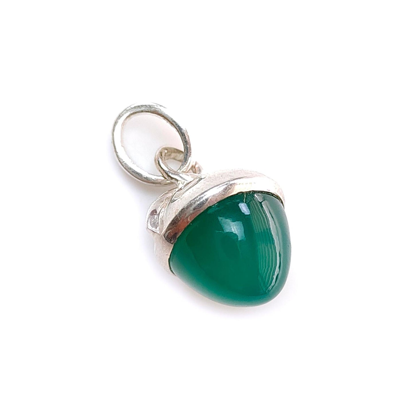 Onyx Gemstone 925 Sterling Silver Pendant: Natural Gray, Green Onyx Bezel Set Regular Size Bullet Pendant with Normal Loop 1" Gift for her