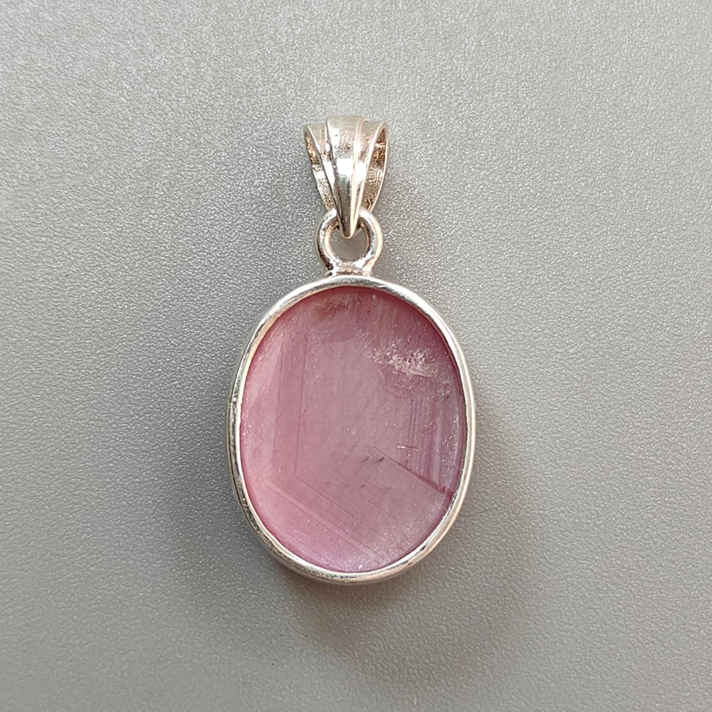 Star Ruby Silver Pendant: 3.78gms Natural Untreated Star Ruby Oval Shape Cabochon 925 Sterling Silver Bezel Set Pendant 1"