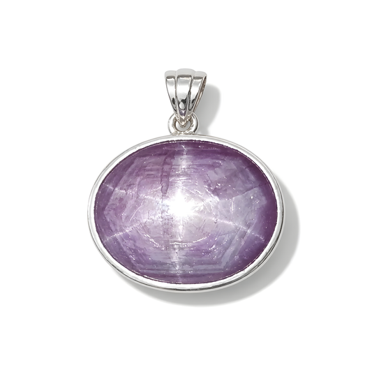 star ruby gemstone silver pendant