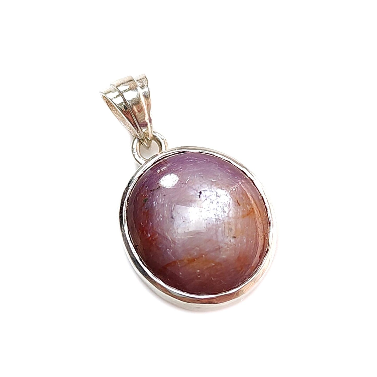 Star Ruby Silver Pendant: 4.14gms Natural Untreated Star Ruby Oval Shape Cabochon 925 Sterling Silver Bezel Set Pendant 1"