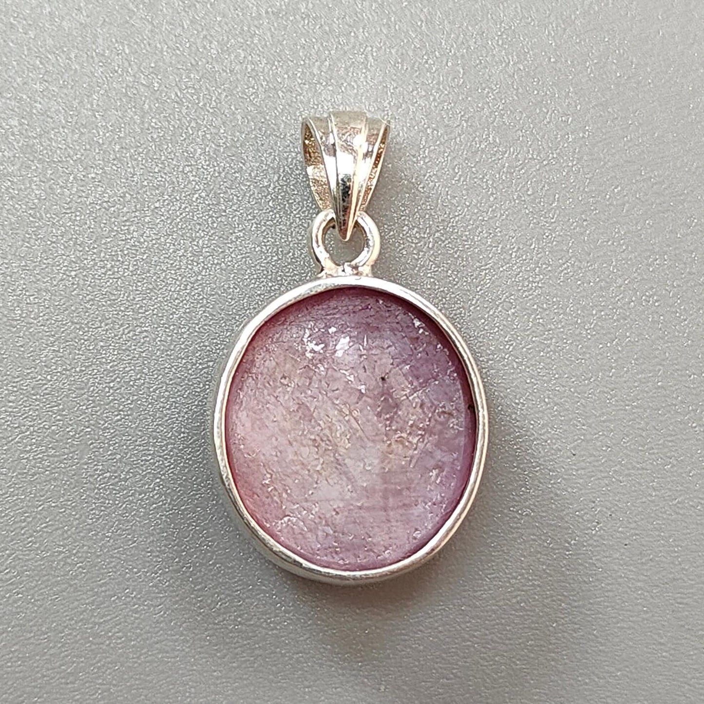 Star Ruby Silver Pendant: 4.14gms Natural Untreated Star Ruby Oval Shape Cabochon 925 Sterling Silver Bezel Set Pendant 1"