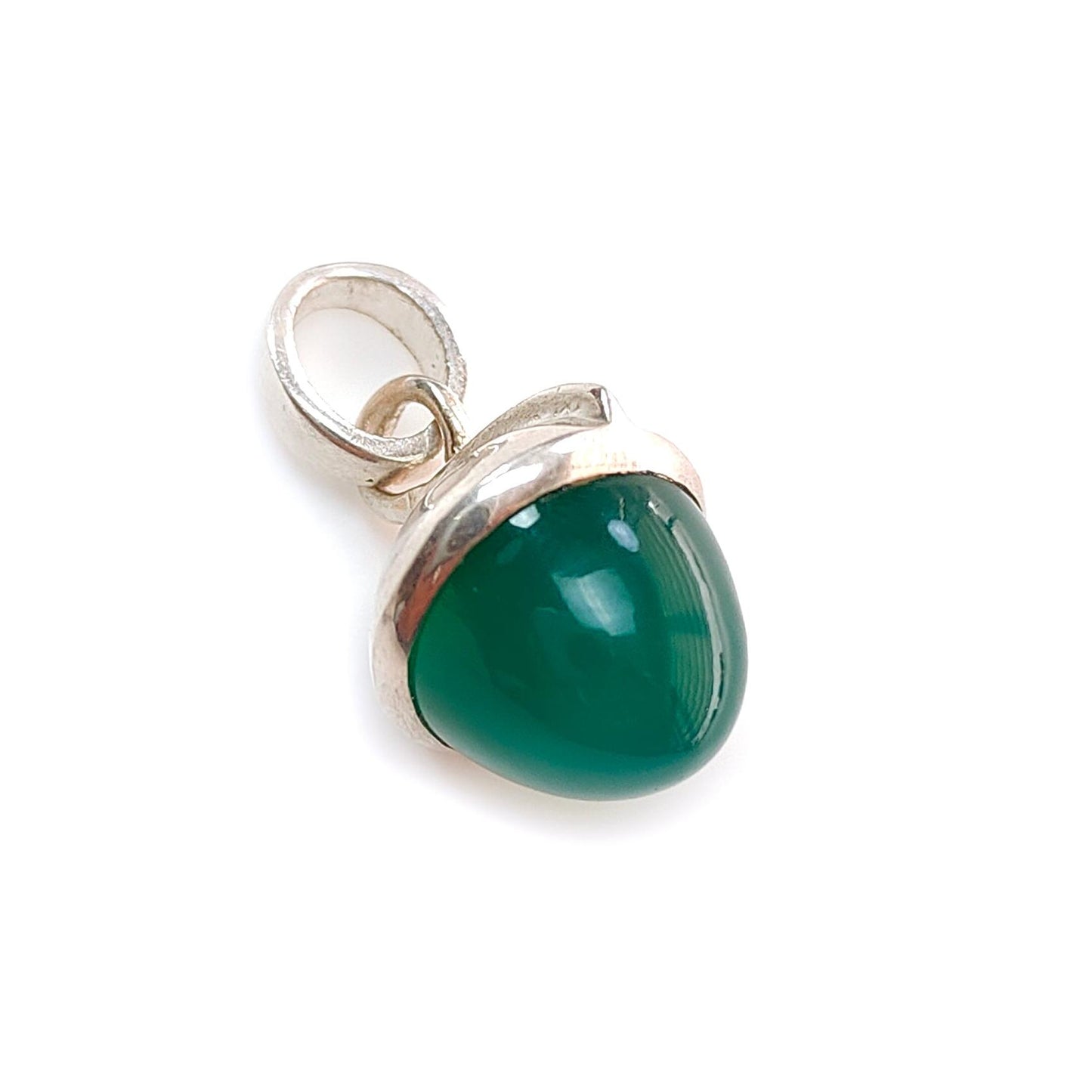 Onyx Gemstone 925 Sterling Silver Pendant: Natural Gray, Green Onyx Bezel Set Regular Size Bullet Pendant with Normal Loop 1" Gift for her