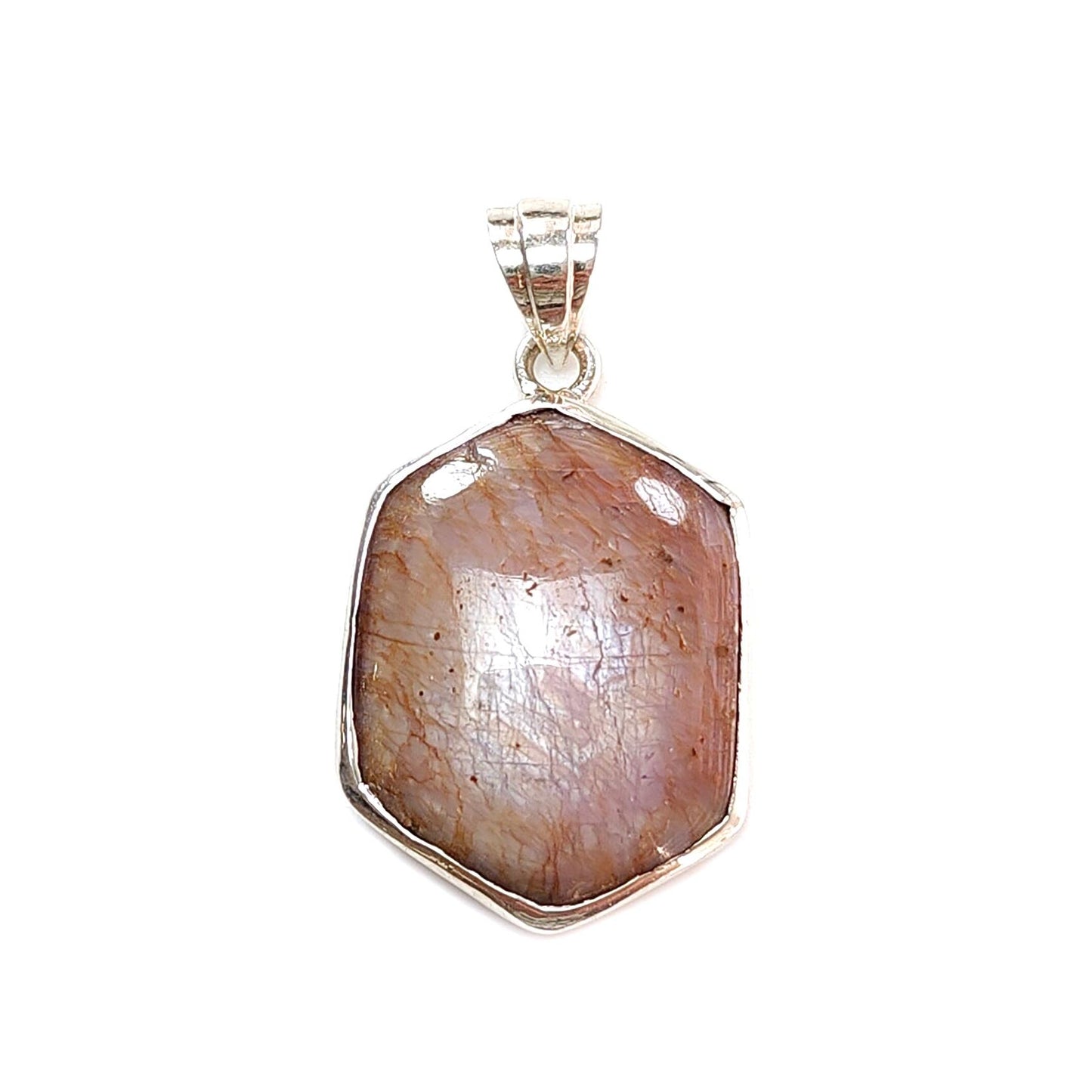 Star Ruby Silver Pendant: 5.44gms Natural Untreated Star Ruby Hexagon Shape Cabochon 925 Sterling Silver Bezel Set Pendant 1.30"