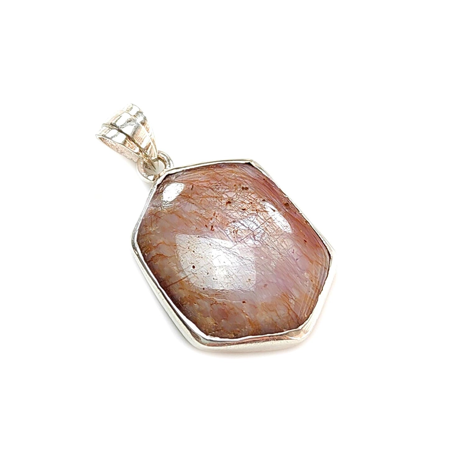 Star Ruby Silver Pendant: 5.44gms Natural Untreated Star Ruby Hexagon Shape Cabochon 925 Sterling Silver Bezel Set Pendant 1.30"