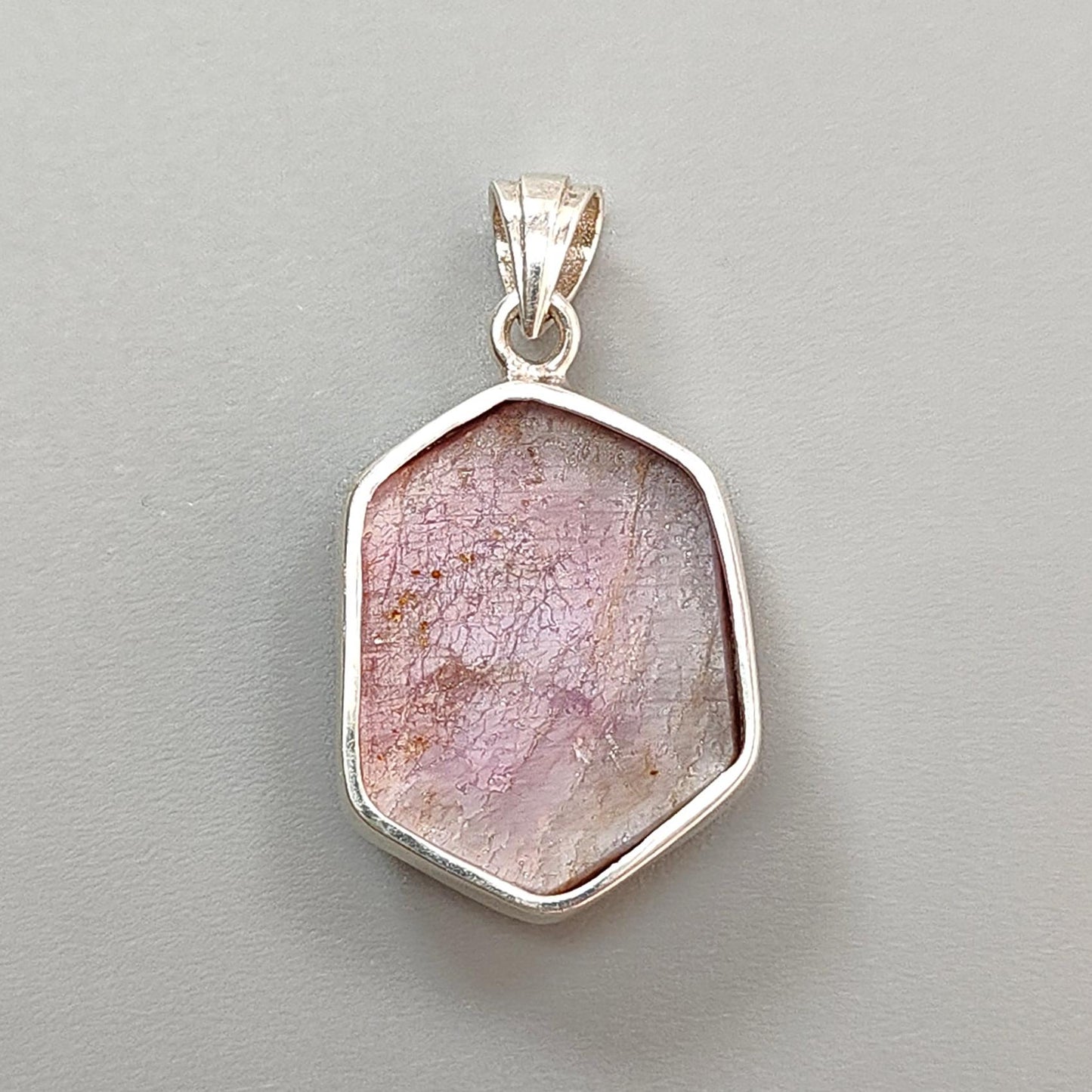 Star Ruby Silver Pendant: 5.44gms Natural Untreated Star Ruby Hexagon Shape Cabochon 925 Sterling Silver Bezel Set Pendant 1.30"