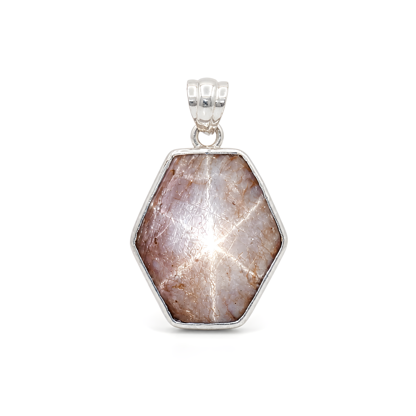 star ruby gemstone silver pendant