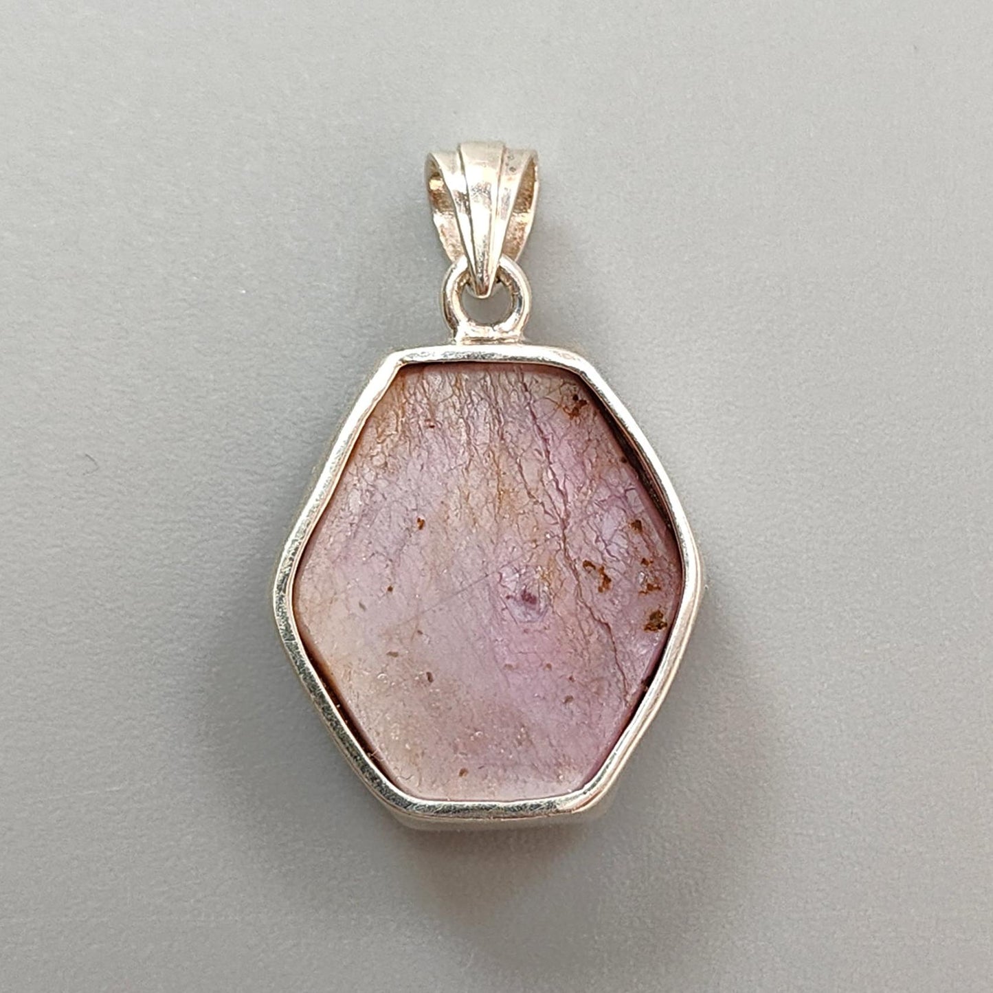 Star Ruby Silver Pendant: 5.48gms Natural Untreated Star Ruby Hexagon Shape Cabochon 925 Sterling Silver Bezel Set Pendant 1.30"