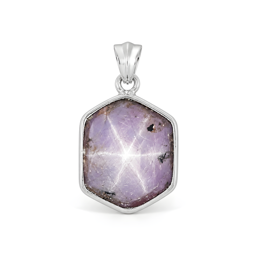 star ruby gemstone silver pendant