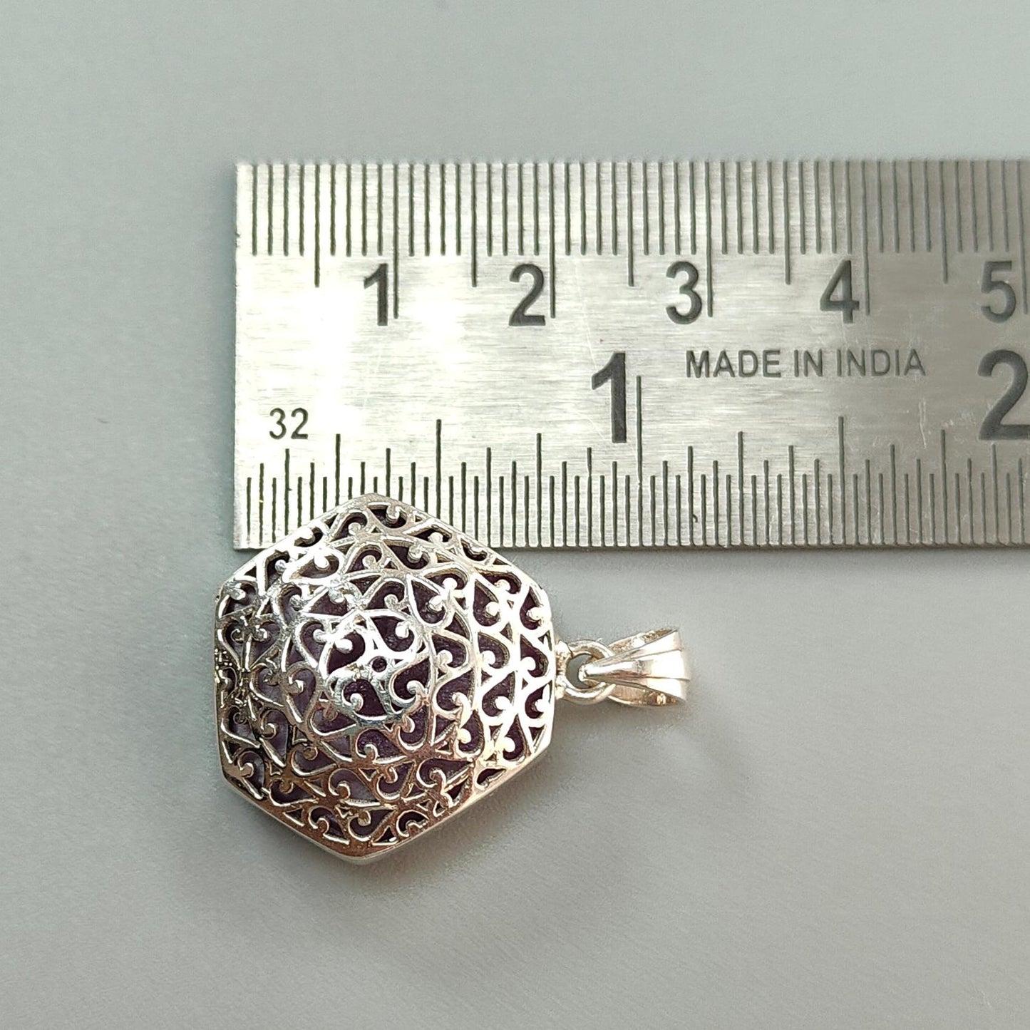 Star Ruby Silver Pendant: 8.48gms Natural Untreated Star Ruby Hexagon Shape Plain 925 Sterling Silver Bezel Set Pendant 1.30"