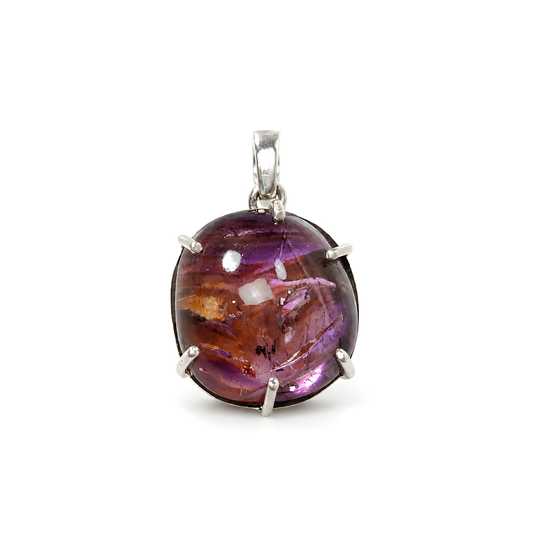 Super Seven Amethyst Gemstone Silver Pendant