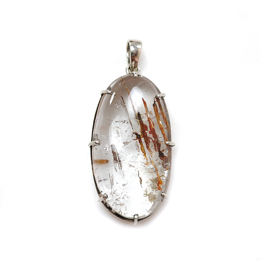 Bi-Color Amethyst Rutile Plain Oval Pendant