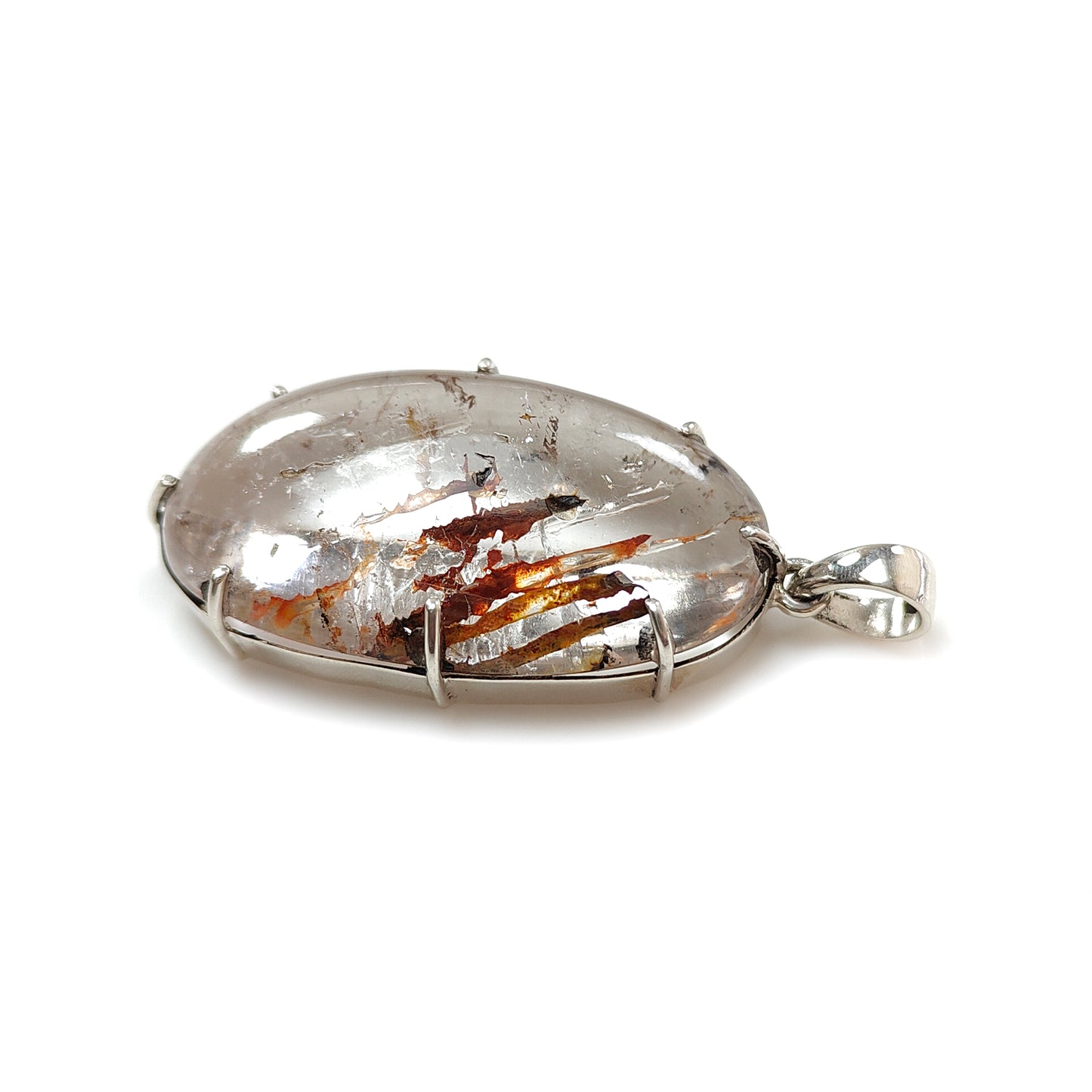 19.78gms Natural Amethyst Oval Shape Plain 925 Sterling Silver Prong Set 2" Pendant