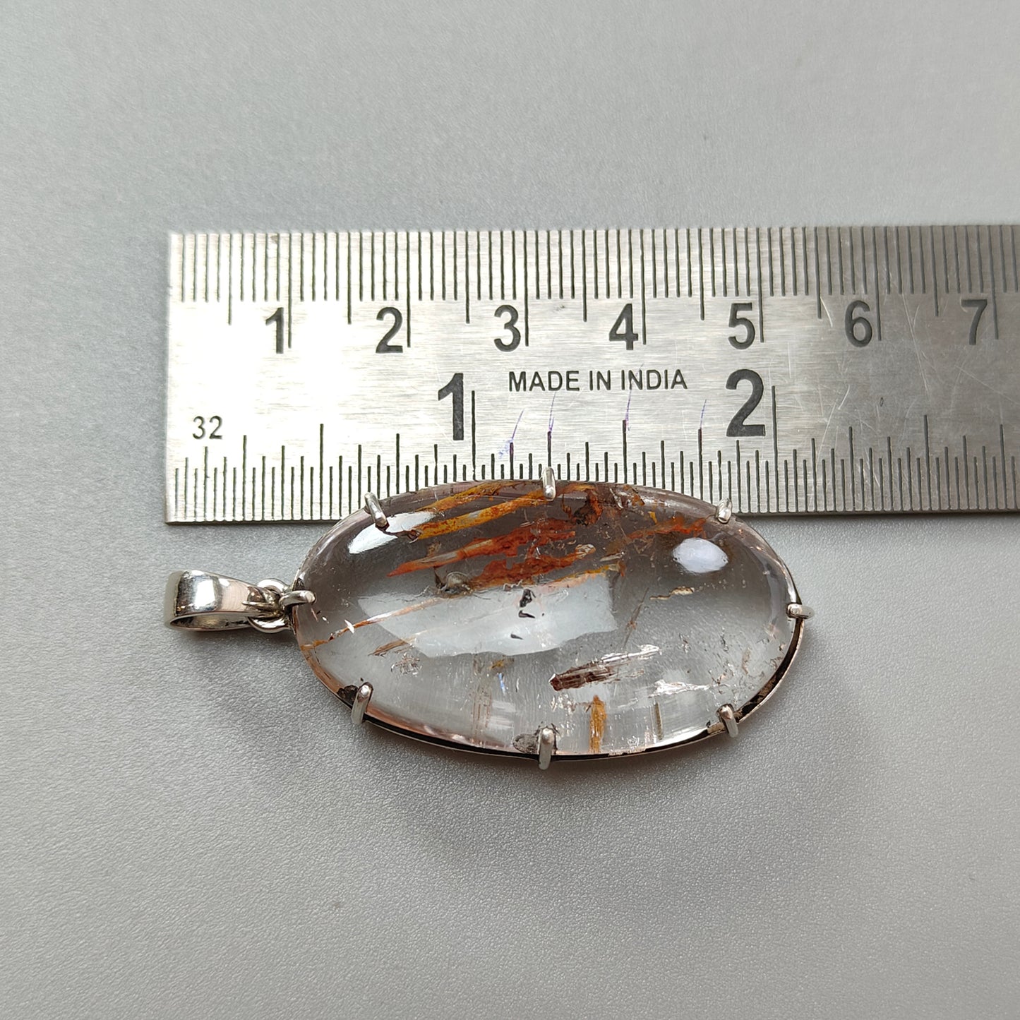 19.78gms Natural Amethyst Oval Shape Plain 925 Sterling Silver Prong Set 2" Pendant