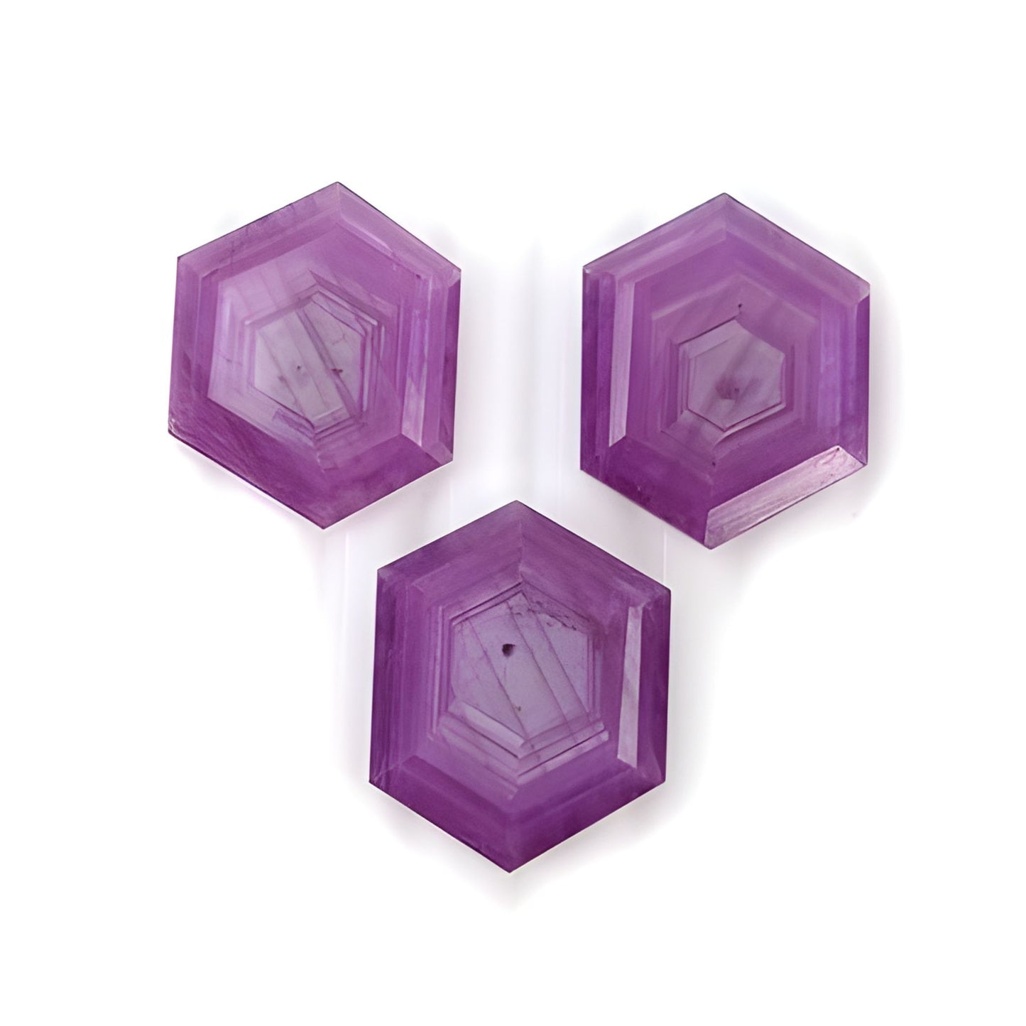 ruby hexagon shape faceted cut