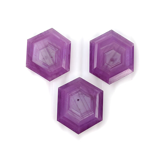 ruby hexagon shape faceted cut