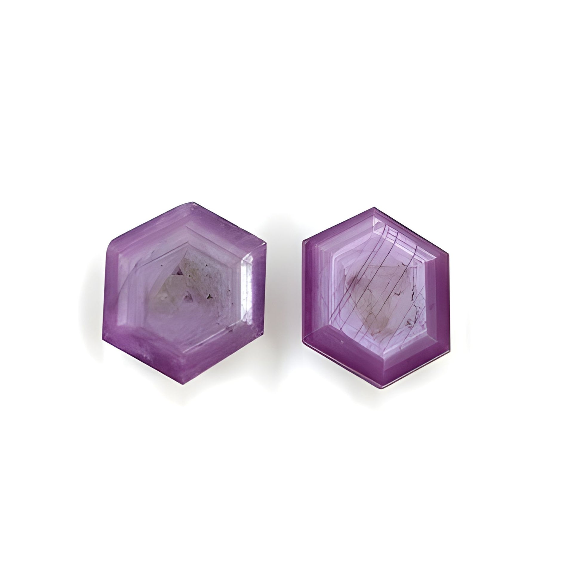 ruby hexagon shape faceted cut