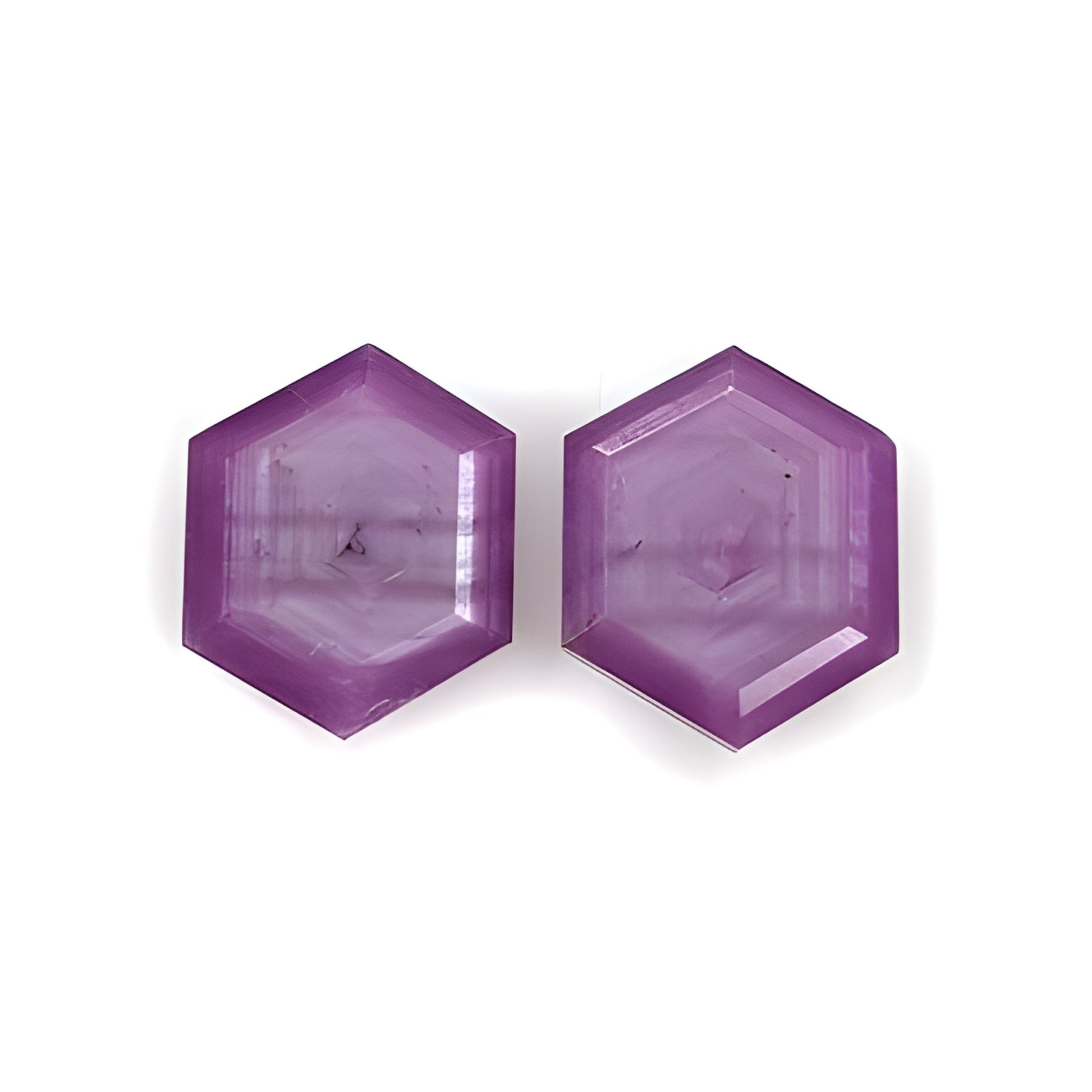 ruby hexagon shape faceted cut