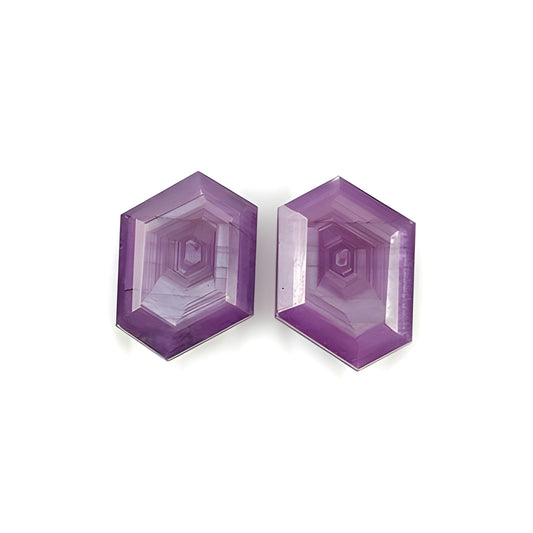 ruby hexagon shape faceted cut